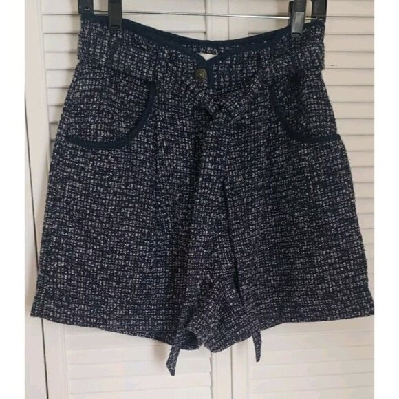NWT $228 JOIE ALMA MIDNIGHT NAVY MULTI BELTEDTWEED SHORTS SZ 10 - Picture 3 of 10
